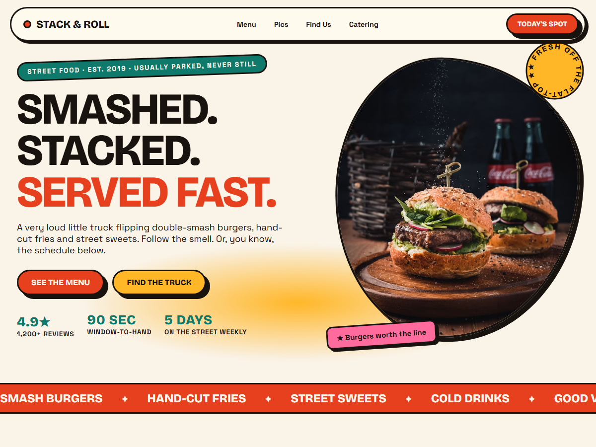 Stack & Roll street kitchen website