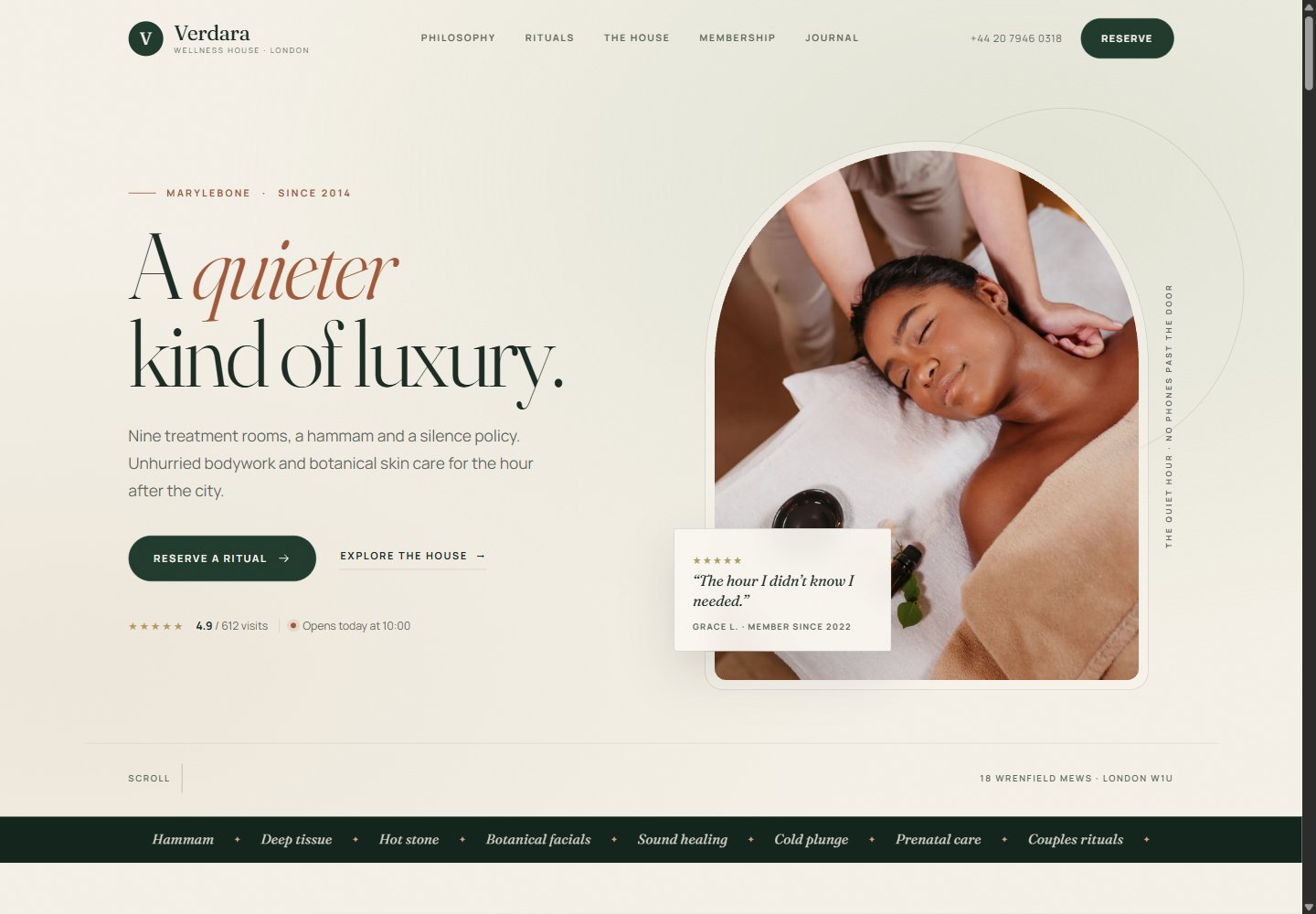 Verdara wellness house website